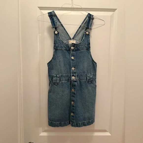 FREE PEOPLE EDDIE DENIM OVERALL MINI DRESS SKIRTALL XS NWT - Picture 9 of 15